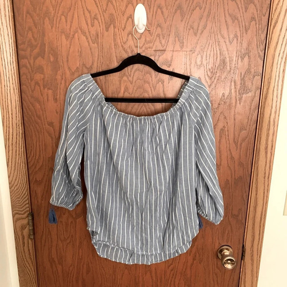 Old Navy Striped Off The Shoulder Blouse - Picture 1 of 5